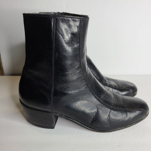 VTG Florsheim Black Leather Duke Boots Round Toe Men's 8.5 E Extra Wide Width - Picture 5 of 11